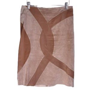 Vintage 80s 90s Margaret Godfrey Tan Suede Leather Skirt Size 8